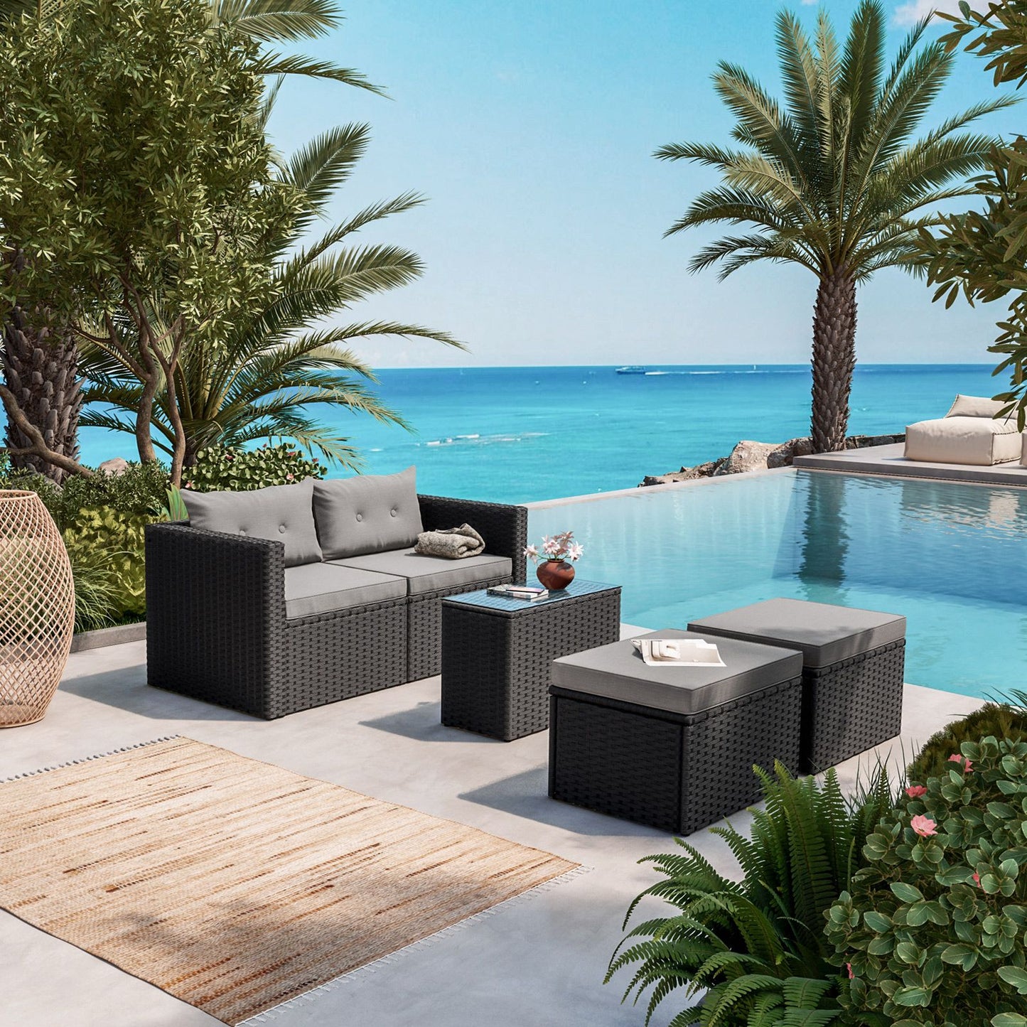 BORA BORA - Salon de Jardin 5 Pièces