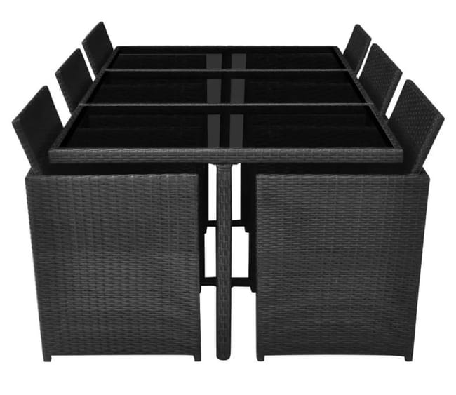 Santorini - Ensemble de Salle à Manger d’Extérieur 11 Pièces – Résine Tressée PE - 10 personnes